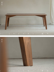 aru dining table, solid teak dining table, minimalist wood table, japanese wabi sabi furniture, handcrafted wooden table, piexlculpt studio, zen furniture, teak rectangular table, wooden work desk, modern wabi sabi decor