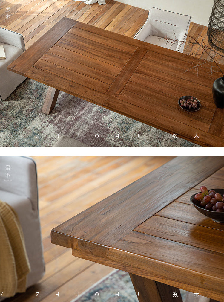 kaze dining table, solid teak table, large wood table, wabi sabi furniture, handcrafted wooden dining table, japanese minimalist table, piexlculpt studio, long teak table, zen furniture, natural wood conference table