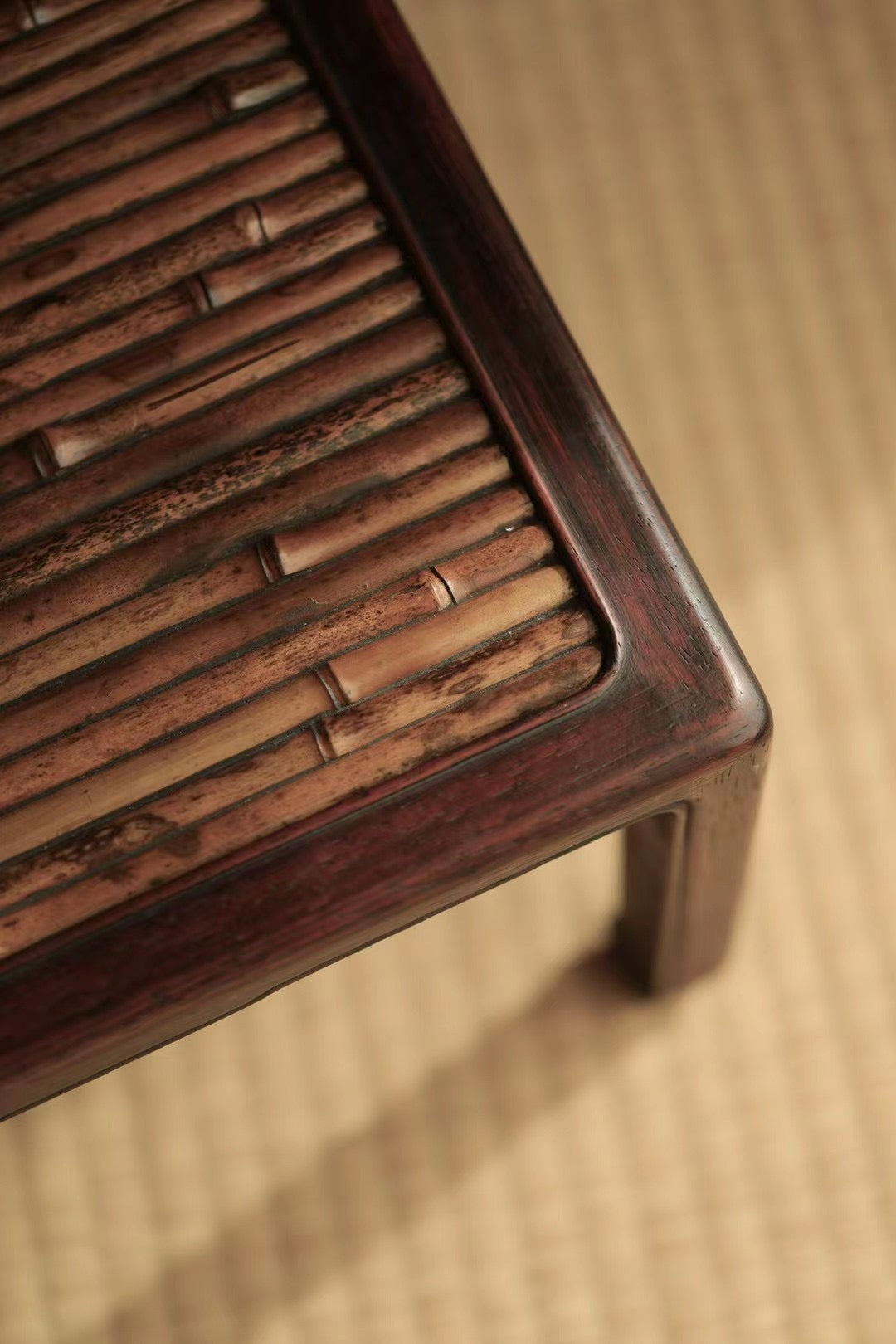 bamboo tea table, pearwood tea table, handcrafted bamboo furniture, gongfu tea stand, tea ceremony furniture, japanese low table, wood engraving art, Piexlculpt Studio, natural home decor, tea tray table