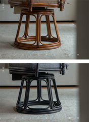 rattan swivel chair, handwoven rattan armchair, rotating rattan chair, vintage rattan seat, bamboo swivel chair, natural rattan furniture, handcrafted rattan lounge chair, tea room chair, dining rattan chair