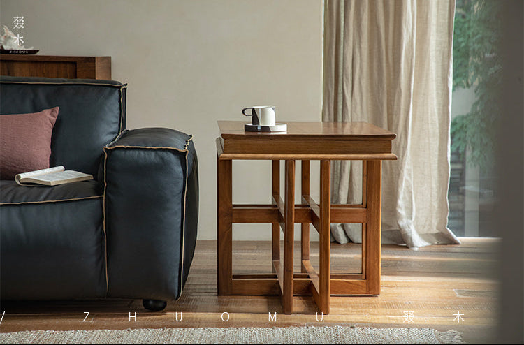 rin square table, solid teak table, wabi sabi furniture, japanese minimalist furniture, handcrafted wood accent table, piexlculpt studio, zen furniture, solid wood tea table, architectural side table, teak display table