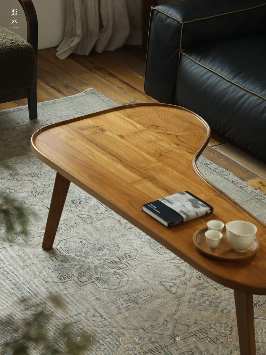 crescent coffee table, asymmetric table, solid wood furniture, handcrafted wood table, sculptural coffee table, organic furniture, wabi sabi furniture, minimalist furniture, piexlculpt studio