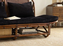 rattan loveseat, rattan sofa, rattan daybed, handwoven rattan furniture, natural rattan couch, double seat sofa, bohemian interior design, handcrafted lounge furniture
