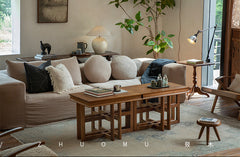 rin square table, solid teak table, wabi sabi furniture, japanese minimalist furniture, handcrafted wood accent table, piexlculpt studio, zen furniture, solid wood tea table, architectural side table, teak display table