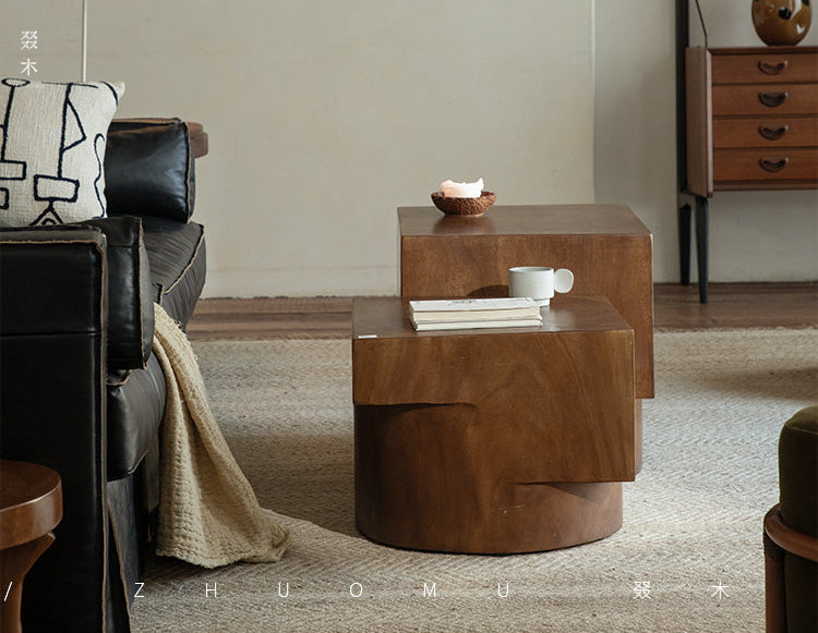 wood coffee table, solid wood center table, modular coffee table, geometric wooden table, sculptural wood furniture, handmade wood coffee table, modern solid wood furniture, rustic wooden decor, artisan wood table