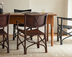 rattan dining chair, rattan armchair, black rattan chair, handwoven rattan furniture, bamboo dining chair, natural rattan seating, handcrafted rattan chair, southeast asian rattan furniture, minimalist dining chair