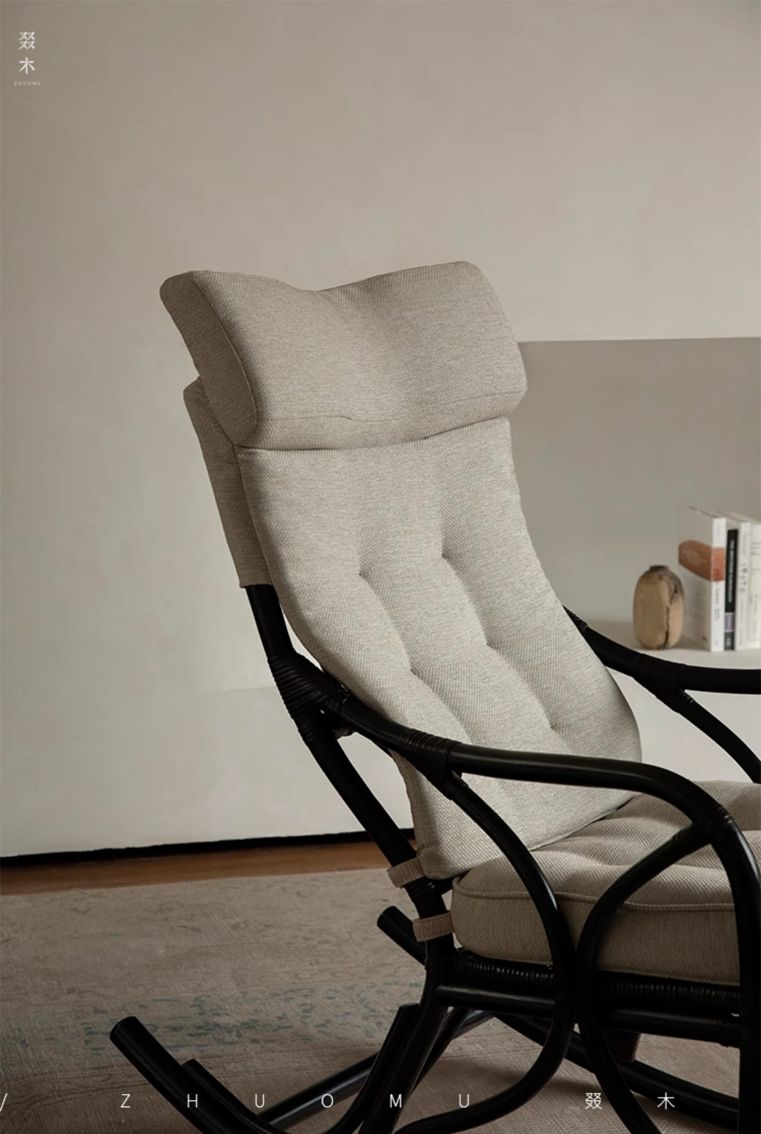 rattan rocking chair, rattan recliner, handwoven rattan furniture, natural rattan chair, bohemian interior, artisan rocking chair, lounge rattan seat, handcrafted rattan rocker