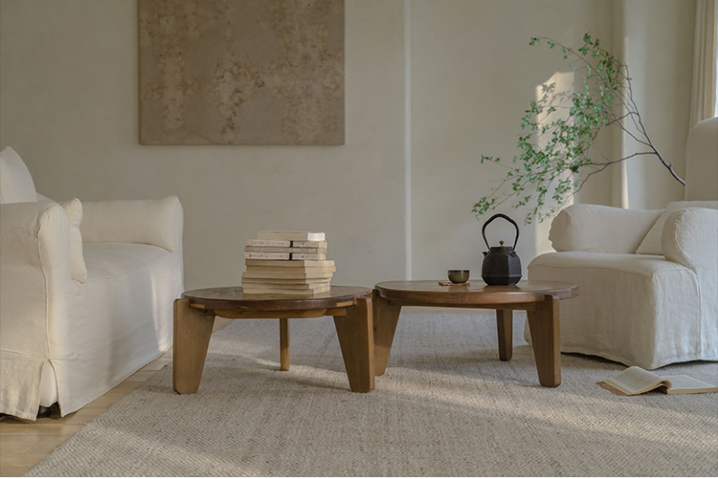 kiyo coffee table, round tea table, solid wood wabi sabi furniture, japanese minimalist furniture, zen table, handcrafted wooden table, low table, piexlculpt studio, natural oak coffee table, modern wabi sabi decor