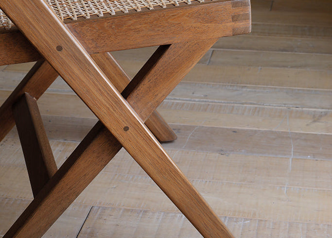 Chandigarh chair, rattan wood furniture, modernist wooden furniture, handwoven armchair, solid wood dining chair, minimalist home decor, mid-century design