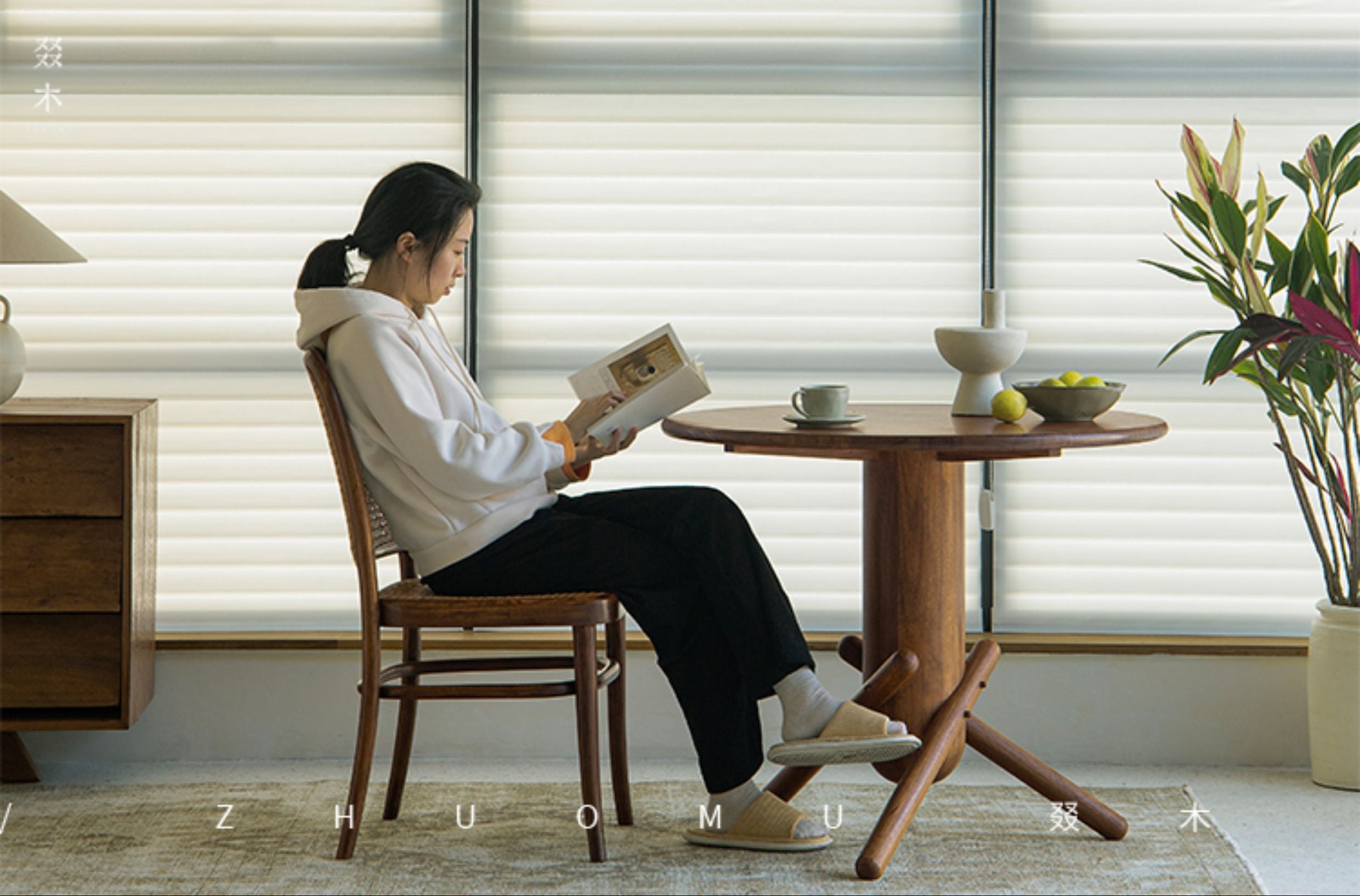 jester round dining table, sculptural dining table, solid wood table, wabi sabi furniture, piexlculpt studio, japanese minimalist furniture, mid century modern table, small space dining, handcrafted wood table, round wooden dining table