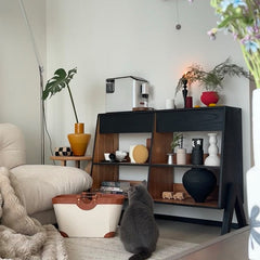 black teak furniture, carbonized sideboard, wabi sabi cabinet, minimalist furniture, carbonized teak console, handcrafted black wood sideboard, japanese zen furniture, piexl sculpt studio