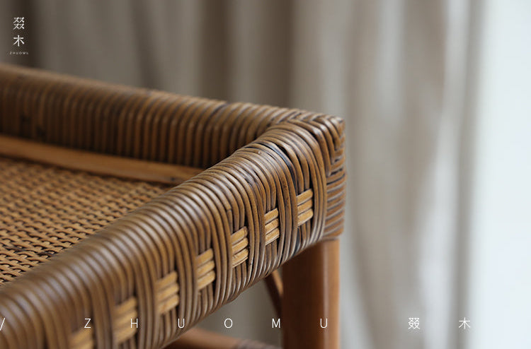 rattan trolley, rattan storage cart, handwoven rattan furniture, natural rattan shelf, bohemian home decor, rolling storage cart, handcrafted rattan organizer, rattan side cart