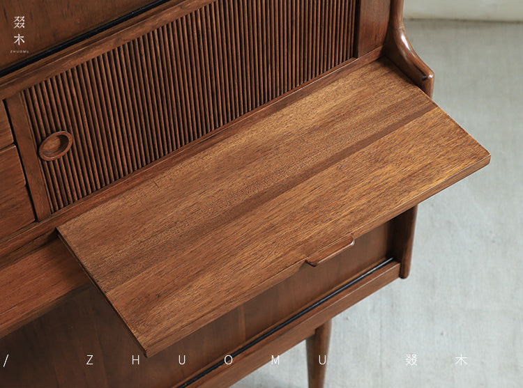 mid century teak sideboard, tambour door cabinet, teak credenza, handcrafted teak furniture, danish modern sideboard, mcm furniture, vintage teak cabinet, solid wood buffet, minimalist teak console