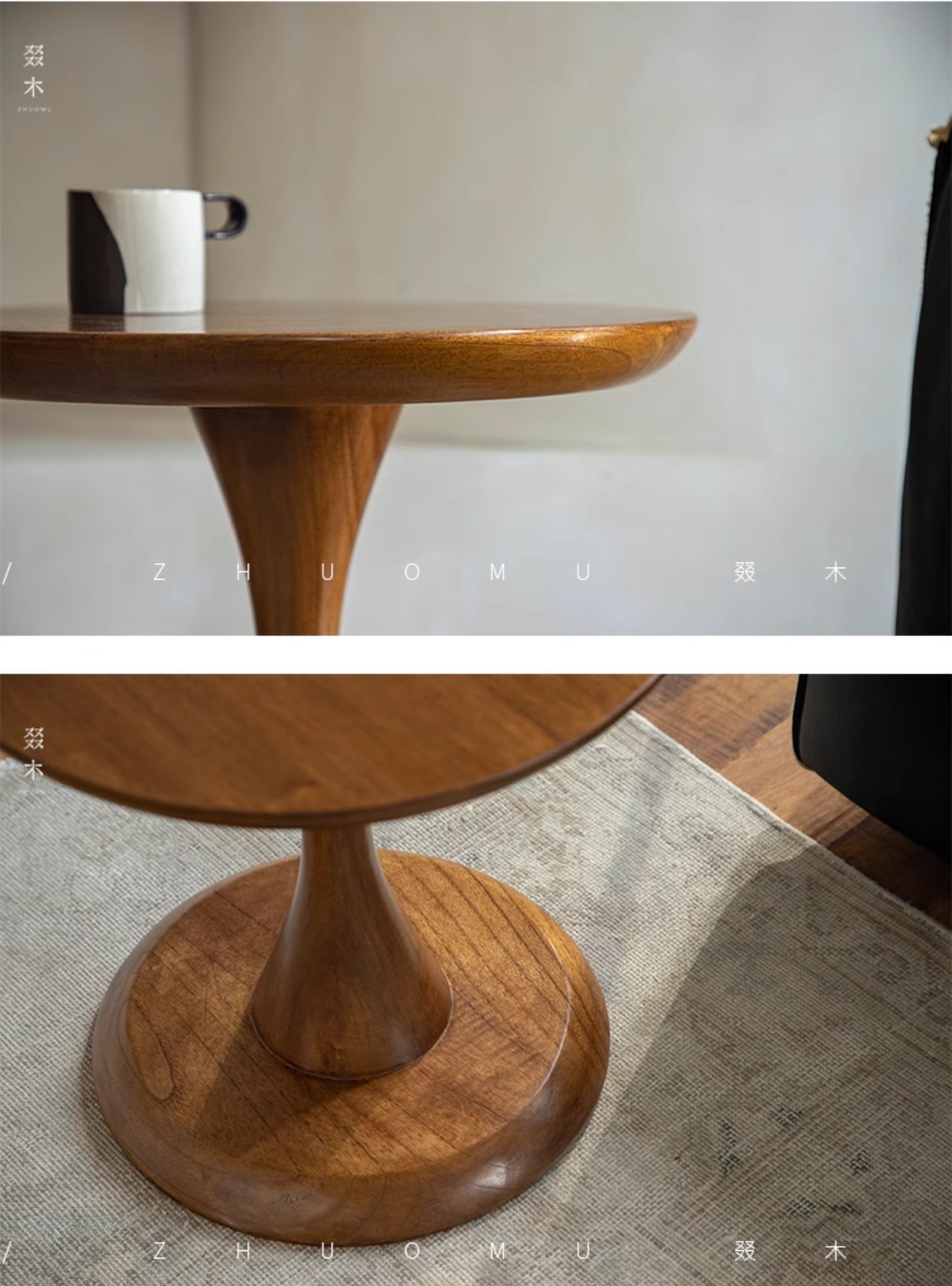 enso side table, solid wood pedestal table, wabi sabi furniture, japanese minimalist decor, handcrafted wood table, piexlculpt studio, zen side table, natural oak table, wooden accent table, small round table