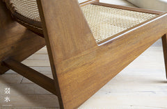 Chandigarh chair, rattan wood furniture, modernist wooden furniture, handwoven armchair, solid wood dining chair, minimalist home decor, mid-century design