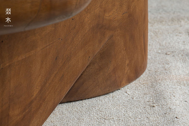 claw coffee table, solid wood coffee table, sculptural wood table, organic form table, handcrafted furniture, wabi sabi furniture, piexlculpt studio, round wooden table, low wood table, designer furniture