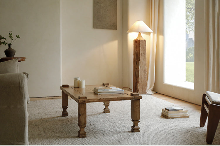 sora coffee table, reclaimed wood furniture, square coffee table, wabi sabi wood table, japanese minimalist decor, rustic low table, handcrafted wooden table, piexlculpt studio, zen furniture, natural oak finish