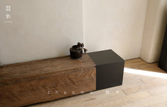 brutalist furniture, industrial wood console, low tv cabinet, japanese minimalist furniture, handcrafted media unit, reclaimed wood furniture, solid teak console, wabi sabi tv stand, modern industrial furniture