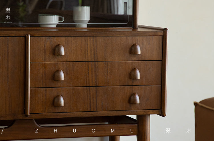 mid century teak sideboard, tambour door cabinet, solid wood credenza, handcrafted teak furniture, mcm buffet, designer teak cabinet, vintage teak sideboard, roll door wood cabinet, handmade solid wood furniture