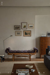 rattan daybed, rattan lounge bench, handwoven rattan furniture, bamboo daybed, double rattan chaise, artisan rattan furniture, natural rattan decor, wabi-sabi furniture, boho rattan bench