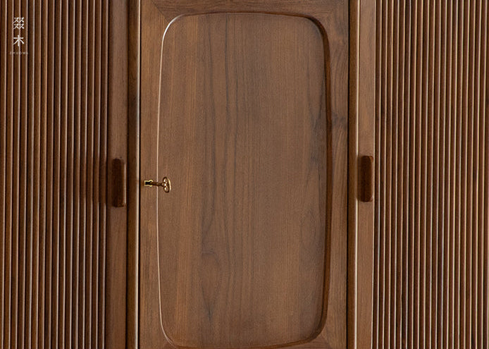 mid century teak sideboard, tambour door cabinet, solid wood credenza, handcrafted teak furniture, mcm buffet, designer teak cabinet, vintage teak sideboard, roll door wood cabinet, handmade solid wood furniture