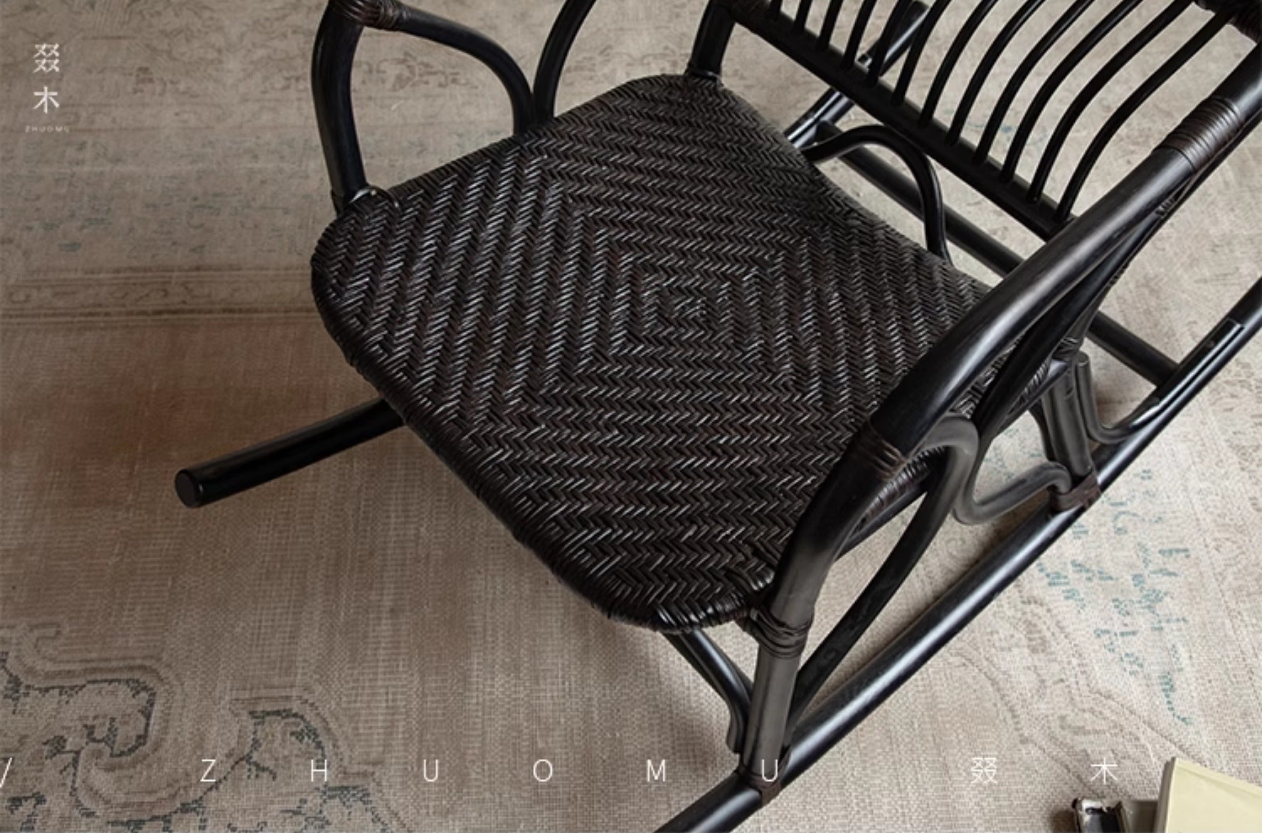 rattan rocking chair, rattan recliner, handwoven rattan furniture, natural rattan chair, bohemian interior, artisan rocking chair, lounge rattan seat, handcrafted rattan rocker