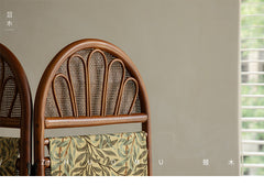 rattan folding screen, natural room divider, rattan privacy screen, handmade partition, woven home decor, rattan furniture, bohemian interior