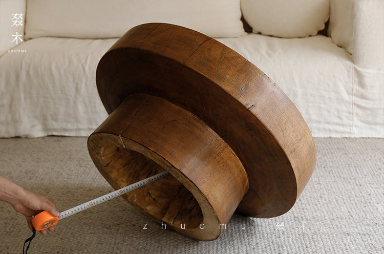 inkan side table, sculptural coffee table, solid wood side table, wabi sabi furniture, piexlculpt studio, japanese minimalist decor, wooden accent table, zen interior table, handcrafted wood furniture, round sculptural table