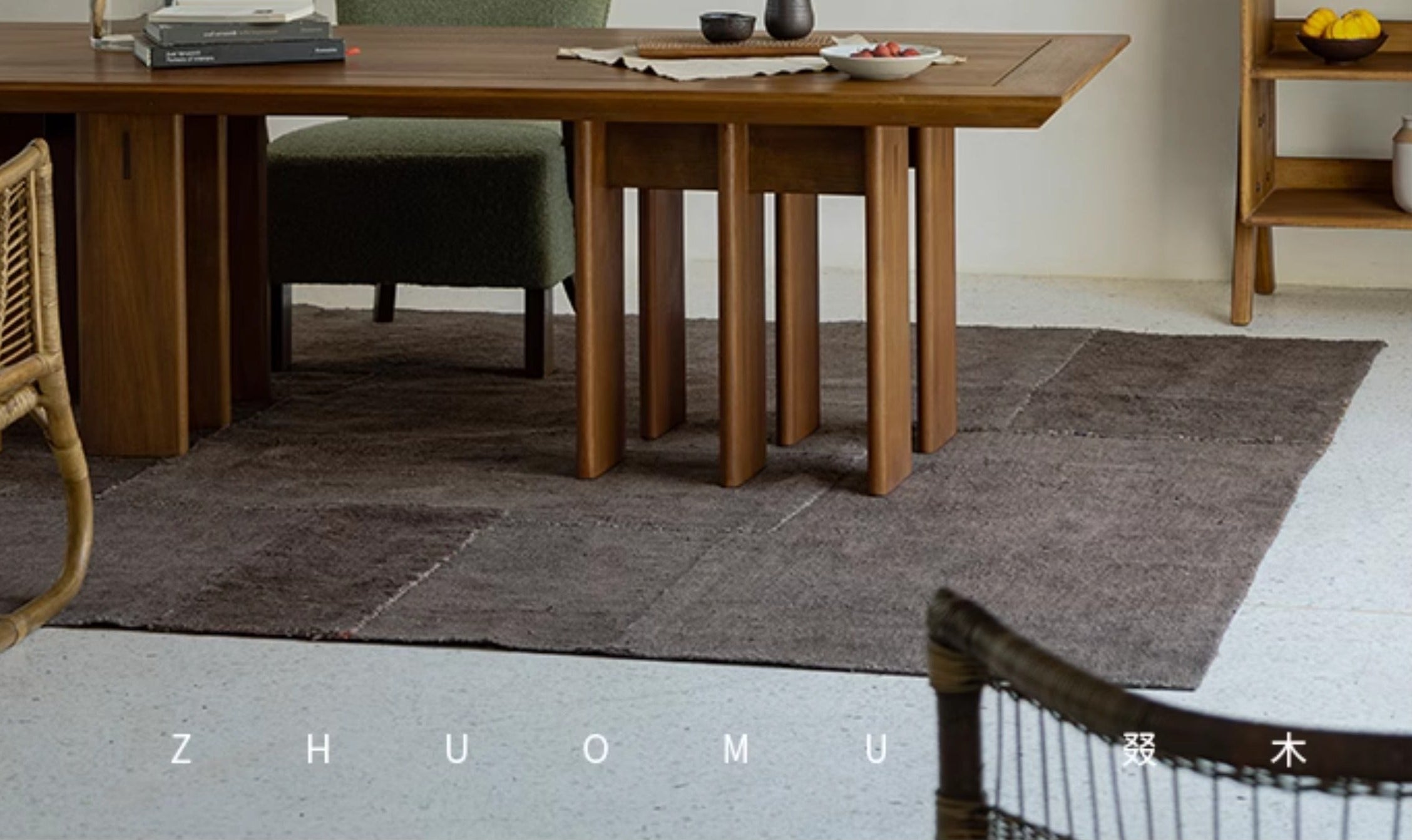 tsuba long table, solid wood conference table, japanese tea table, multi leg table, wabi sabi furniture, piexlculpt studio, handcrafted wood desk, sculptural furniture, minimalist oak table, zen design furniture