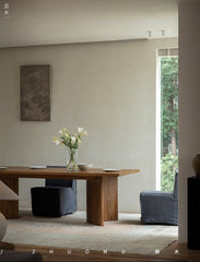 tada dining table, solid wood rectangular table, japanese minimalist furniture, wabi sabi table, handcrafted wood table, piexlculpt studio, zen furniture, wooden dining table, natural wood desk, modern wabi sabi decor