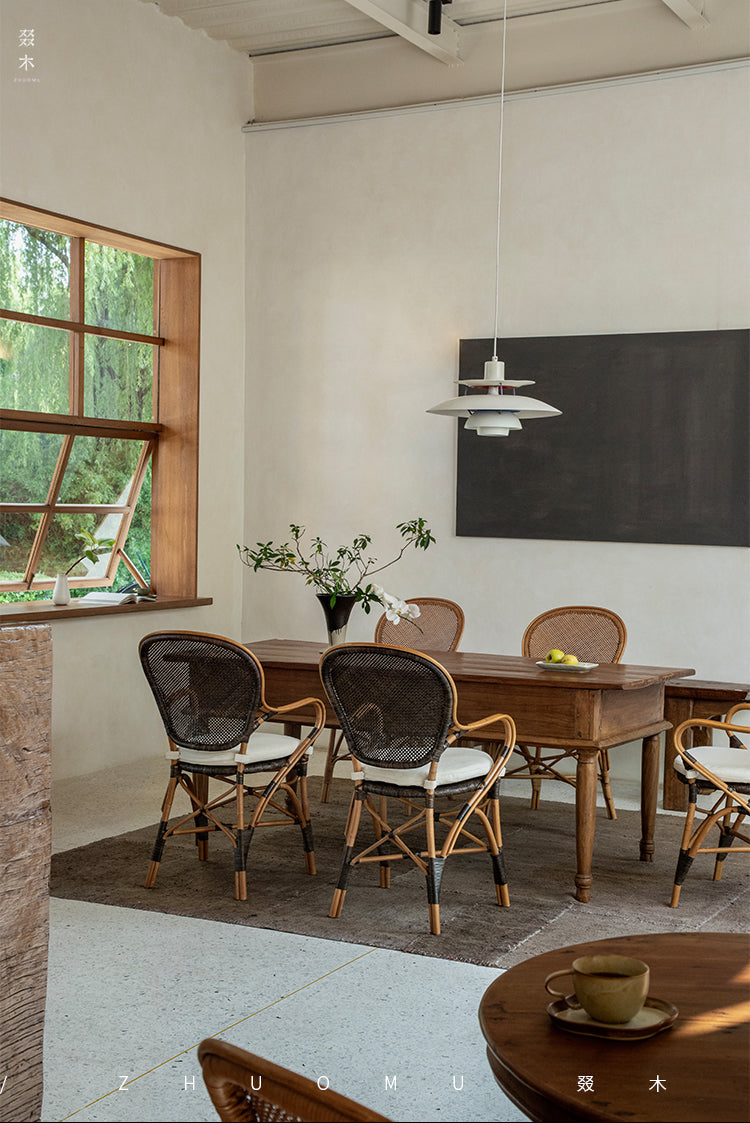 rattan armchair, banana fiber chair, rattan dining chair, handwoven rattan furniture, french café chair, natural rattan seat, bohemian dining furniture, tropical rattan armchair