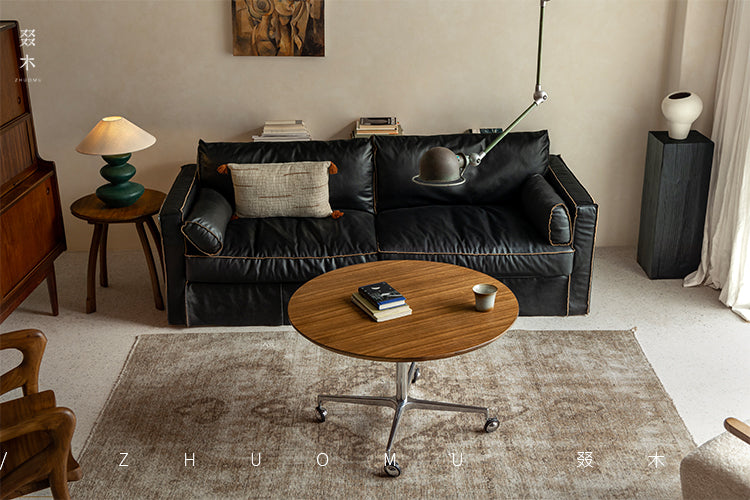 riku round table, adjustable wood table, solid wood modern furniture, japanese minimalist table, wabi sabi table, handcrafted table, piexlculpt studio, modern zen furniture, height adjustable table, multifunctional round desk