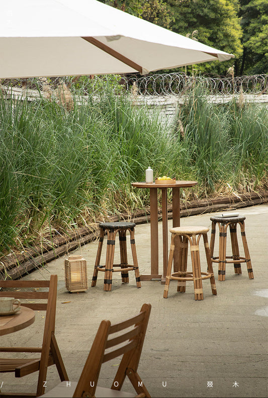 rattan bar stool, rattan high chair, handwoven rattan furniture, natural rattan bar stool, café furniture, handcrafted bar chair, bohemian interior design, artisan rattan stool