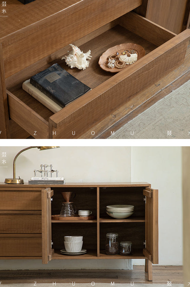 reclaimed wood sideboard, wabi sabi cabinet, japanese wood furniture, handcrafted sideboard, minimalist buffet cabinet, solid wood credenza, sustainable teak furniture, mid century storage, piexlculpt furniture