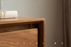 teak sideboard, solid wood cabinet, handcrafted buffet, four-door teak cabinet, minimalist wood furniture, artisan teak furniture, wabi-sabi sideboard, japanese scandi style furniture, handmade wood buffet