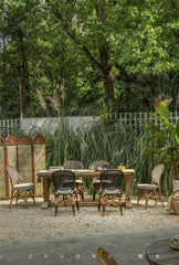 rattan bistro chair, banana fiber chair, rattan dining chair, french café chair, handwoven rattan furniture, natural rattan seat, bohemian dining furniture, wicker dining chair