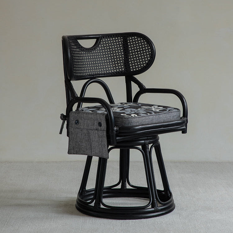 rattan swivel chair, handwoven rattan armchair, rotating rattan chair, vintage rattan seat, bamboo swivel chair, natural rattan furniture, handcrafted rattan lounge chair, tea room chair, dining rattan chair