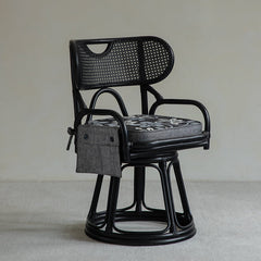 rattan swivel chair, handwoven rattan armchair, rotating rattan chair, vintage rattan seat, bamboo swivel chair, natural rattan furniture, handcrafted rattan lounge chair, tea room chair, dining rattan chair