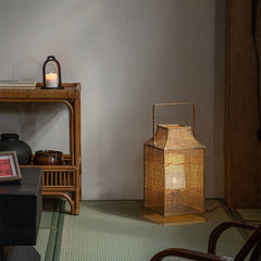 rattan lantern, wooden base lamp, handcrafted rattan light, wabi-sabi decor, natural rattan lighting, ambient table lamp, handmade home decor, rustic lantern, boho room lighting, artisan rattan lamp, minimalist home lamp, zen decor light, eco-friendly rattan lamp