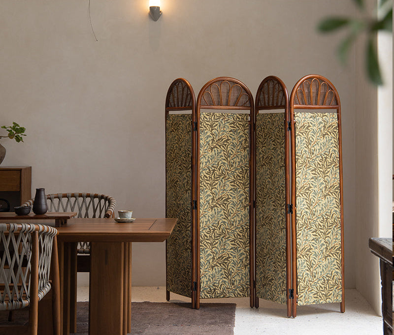 rattan folding screen, natural room divider, rattan privacy screen, handmade partition, woven home decor, rattan furniture, bohemian interior