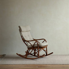 rattan rocking chair, rattan recliner, handwoven rattan furniture, natural rattan chair, bohemian interior, artisan rocking chair, lounge rattan seat, handcrafted rattan rocker