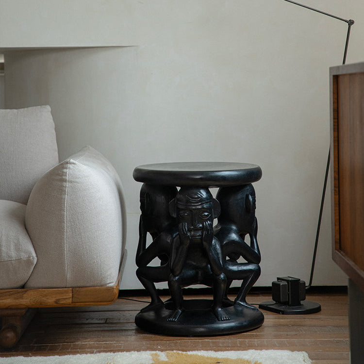 Senufo stool, African wood carving, tribal furniture, hand carved stool, wooden sculpture table, primitive design furniture, solid wood accent stool, piexlculpt