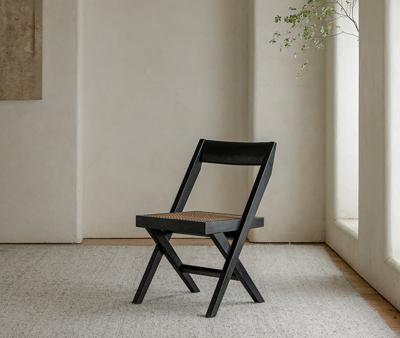 Chandigarh chair, rattan wood furniture, modernist wooden furniture, handwoven armchair, solid wood dining chair, minimalist home decor, mid-century design