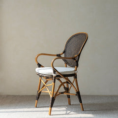 rattan armchair, banana fiber chair, rattan dining chair, handwoven rattan furniture, french café chair, natural rattan seat, bohemian dining furniture, tropical rattan armchair