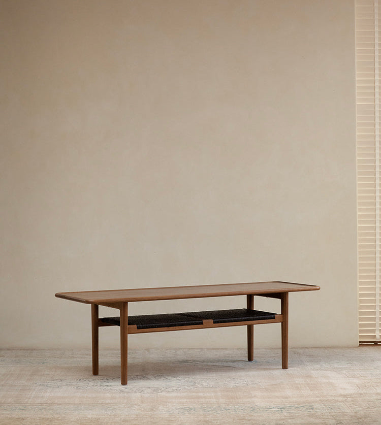 noa coffee table, rattan wood table, solid wood furniture, wabi sabi coffee table, japanese scandinavian furniture, handcrafted wooden table, piexlculpt studio, natural oak coffee table, zen interior decor