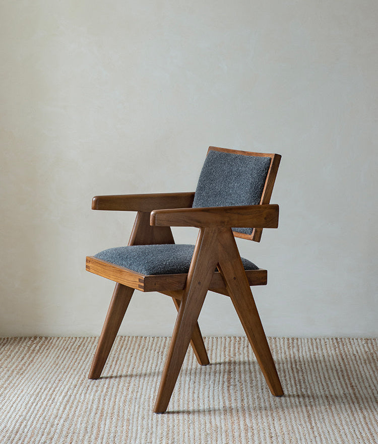 Chandigarh chair, rattan wood furniture, modernist wooden furniture, handwoven armchair, solid wood dining chair, minimalist home decor, mid-century design