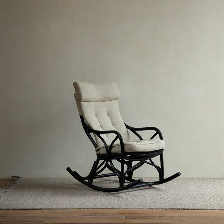 rattan rocking chair, rattan recliner, handwoven rattan furniture, natural rattan chair, bohemian interior, artisan rocking chair, lounge rattan seat, handcrafted rattan rocker