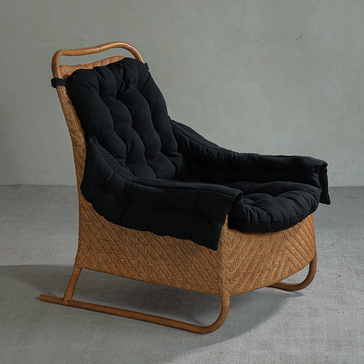 rattan lounge chair, rattan armchair, handwoven rattan furniture, natural rattan chair, relaxing chair, bohemian interior design, handcrafted rattan seating
