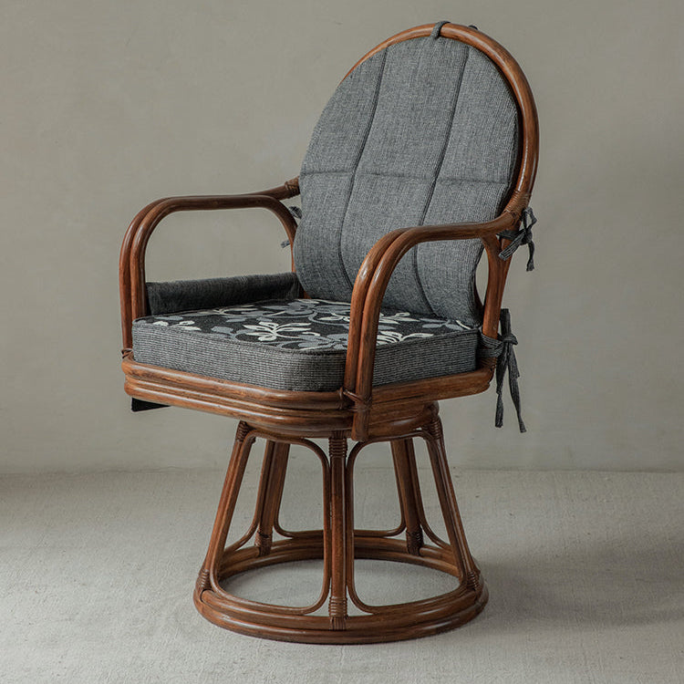 rattan swivel chair, handwoven rattan chair, rotating rattan chair, bamboo armchair, vintage rattan lounge chair, natural rattan furniture, handcrafted rattan seat, dining rattan chair, tea room chair, boho rattan furniture