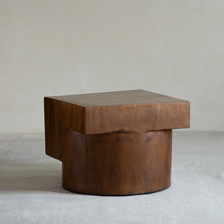 wood coffee table, solid wood center table, modular coffee table, geometric wooden table, sculptural wood furniture, handmade wood coffee table, modern solid wood furniture, rustic wooden decor, artisan wood table